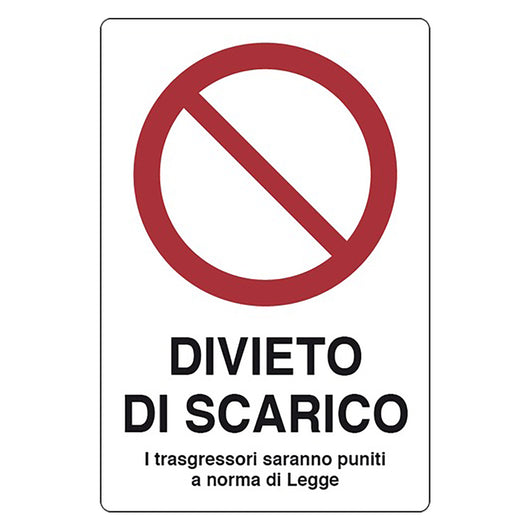 CARTELLO SEGNALETICA DIVIETO DI SCARICO  - EUROSIGNALS