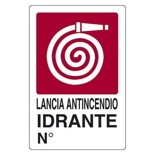CARTELLO SEGNALETICA LANCIA ANTINCENDIO IDRANTE  - EUROSIGNALS