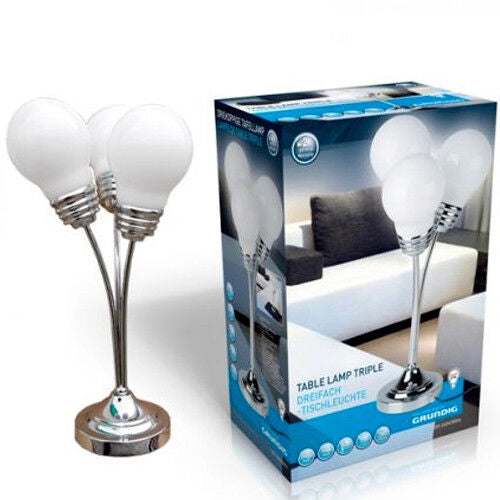 Lampada da Tavolo in Acciaio Grundig con Tripla Luce Altezza 54cm Design Moderno