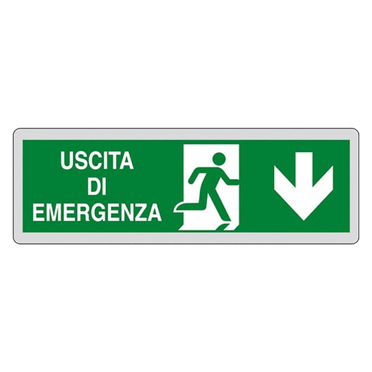 ETICHETTA SEGNALETICA USCITA EMERGENZA IN BASSO  - EUROSIGNALS