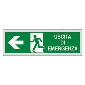 ETICHETTA SEGNALETICA USCITA EMERGENZA SINISTRA  - EUROSIGNALS