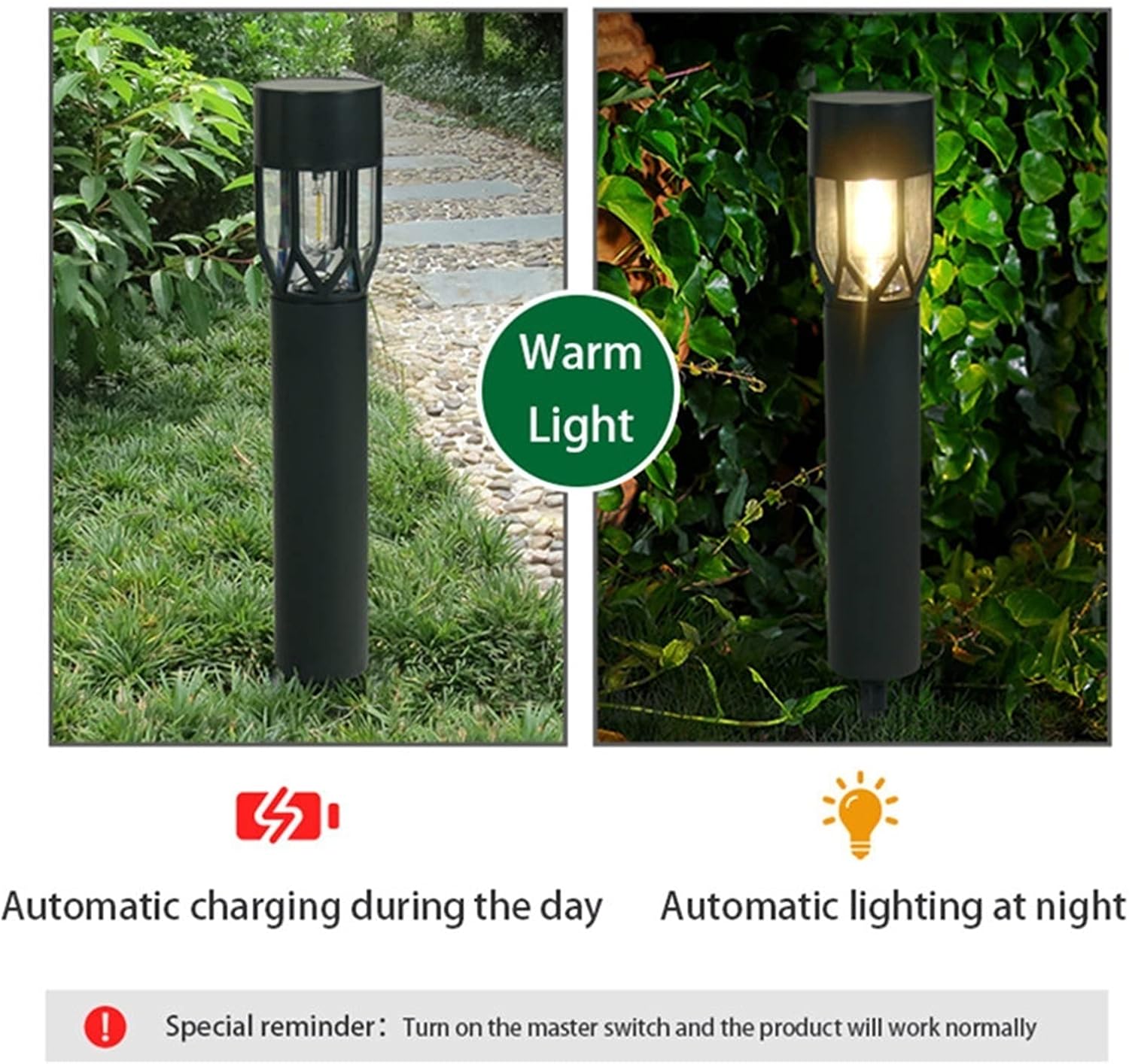 LAMPADA giardino per esterno A ENERGIA SOLARE cm 7 x h.40- 12 pezzi