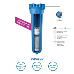 SISTEMA FILTRO PER ACQUA ANTICALCARE SCALEARMOR ROCK - IN/OUT - 1 OTTONE BSPP - PORTATA MAX 2270 L/H.  - ATL