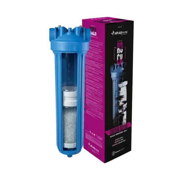 SISTEMA FILTRO PER ACQUA ANTICALCARE SCALEARMOR ROCK - IN/OUT - 1 OTTONE BSPP - PORTATA MAX 2270 L/H.  - ATL