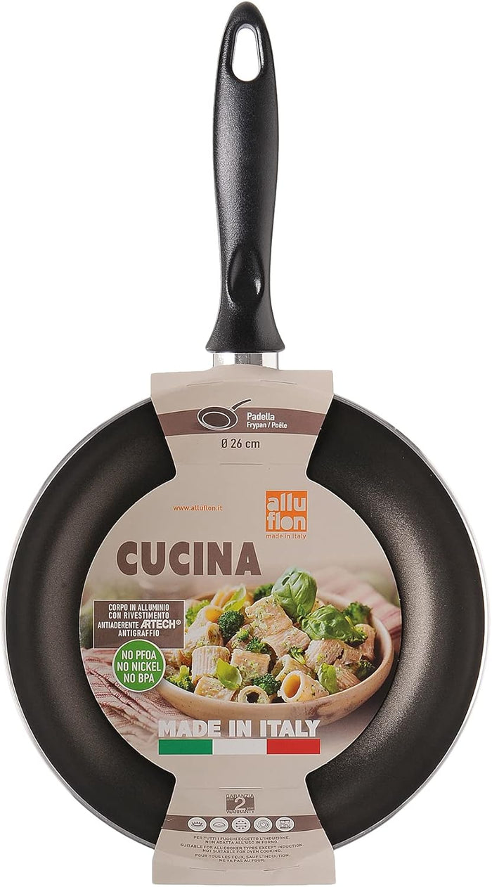 PADELLA WOK SALTAPASTA CUCINA Ø cm. 28 alluminio alimentare  - ALLUFLON