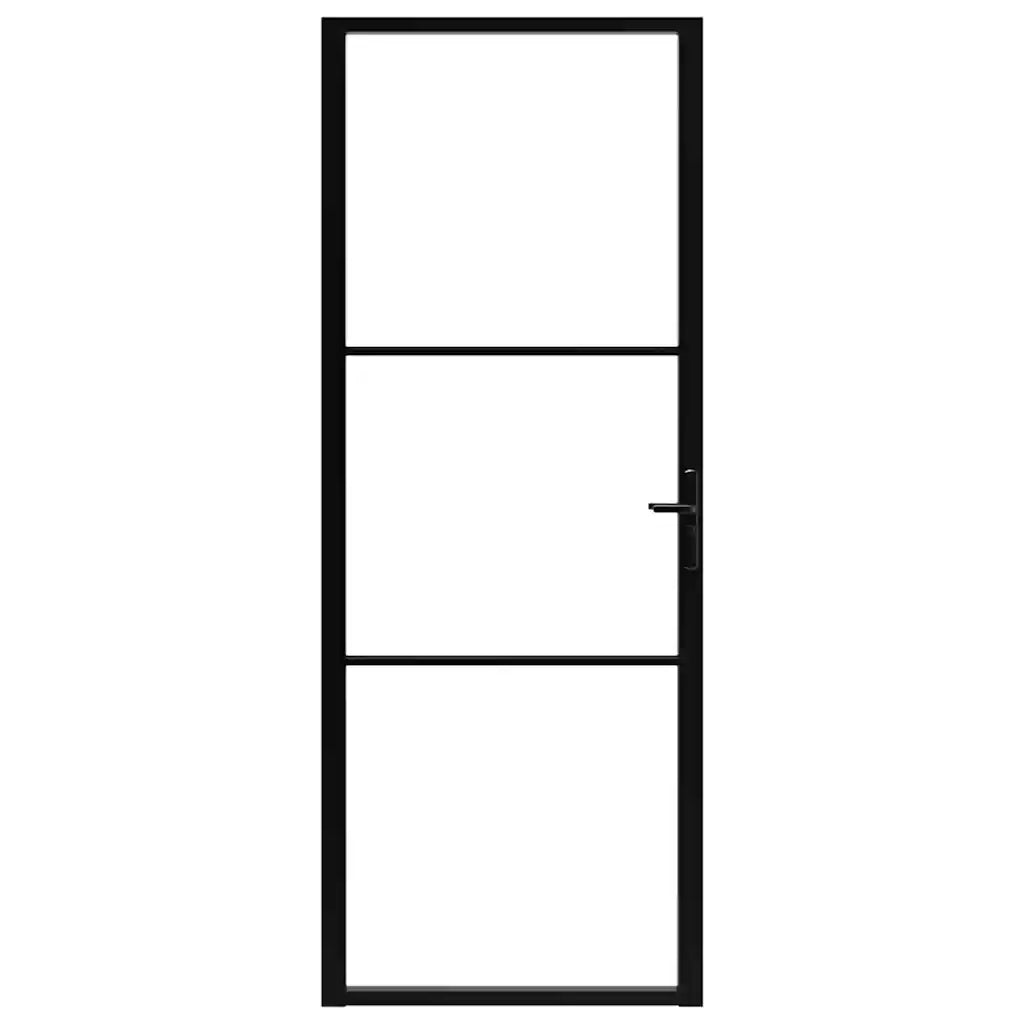 Porta da Interno ESG Vetro e Alluminio 76x201,5 cm Nera cod mxl 66120