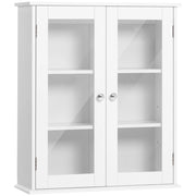 Pensile da Bagno Armadietto con Anta a Vetro 55x20x65 cm in Legno Bianco