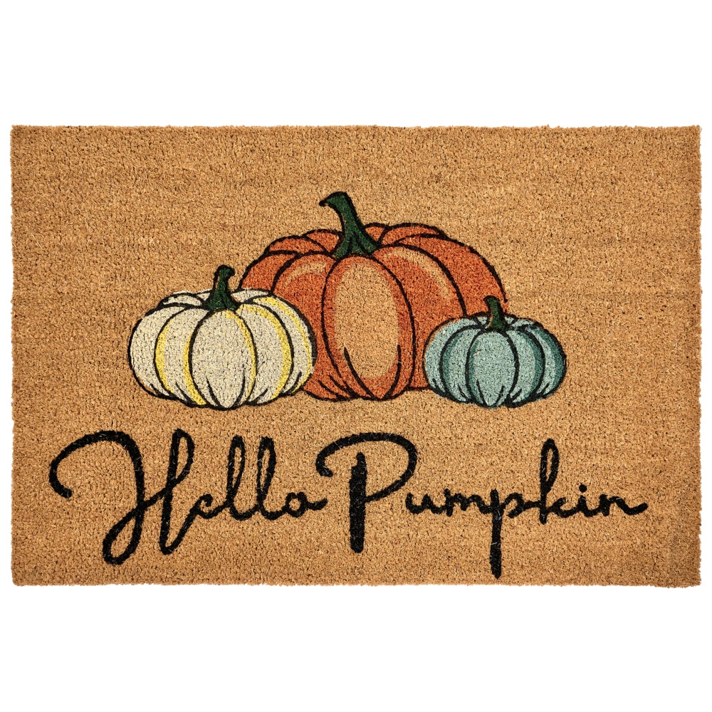 Zerbino di benvenuto in fibra di cocco antiscivolo 60 x 90 cm con supporto in PVC Motivo zucca naturale