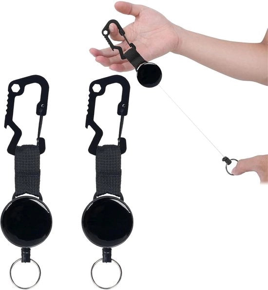 Set di Appoggio per Chiavi Togliibili da 2 - Appoggio per Chiavi con Corda Togliibile - Grappino - Anello per Chiavi - Rotella per Chiavi con Corda in Acciaio - Conservazione Sicura delle Chiavi