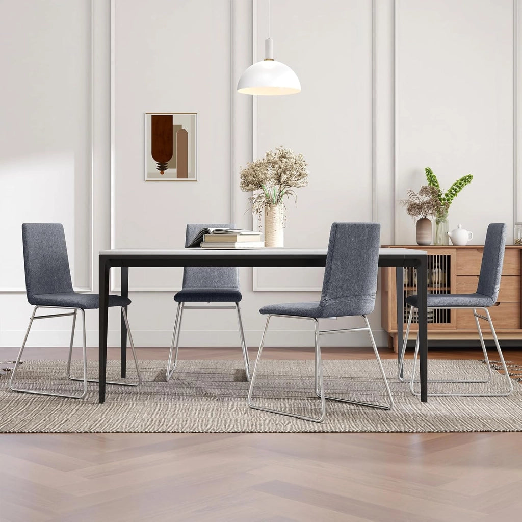 Set di 2 Sedie per Sala da Pranzo 52 x 47 x 88 cm, Sedie Imbottite per Cucina con Schienale Pieghevole e Struttura in Metallo, Adata per Ristorante, Grigio