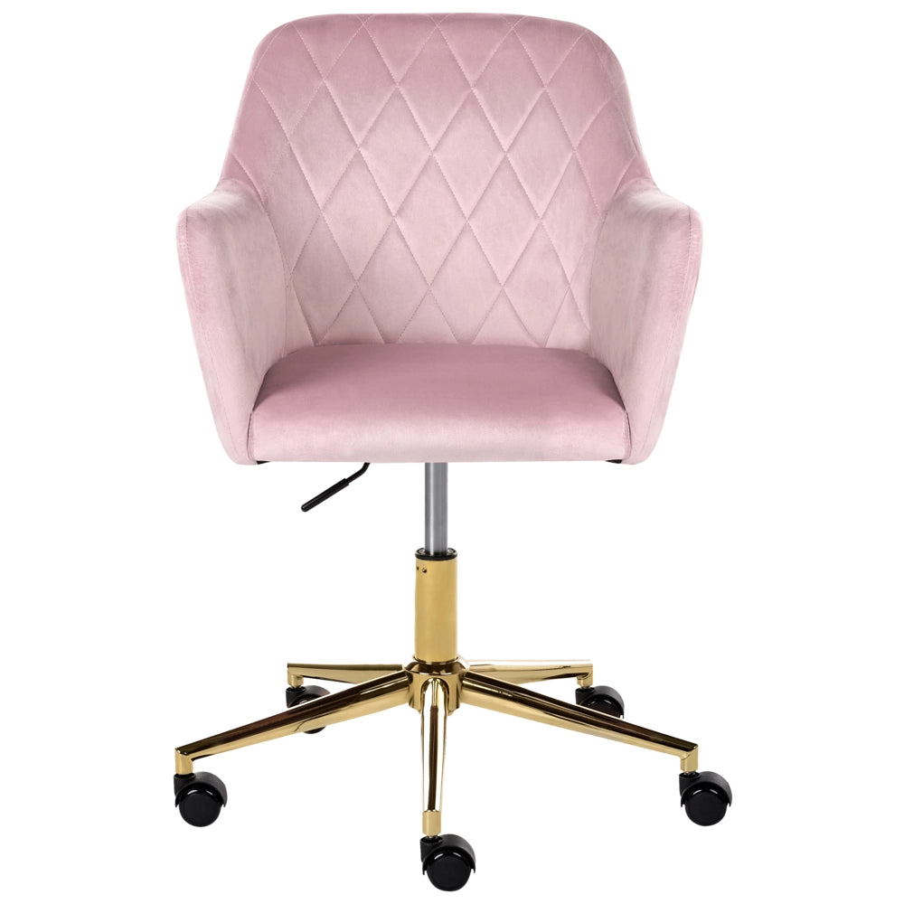 Sedia da ufficio in velluto color rosa pastello seduta regolabile girevole stile moderno per ufficio domestico