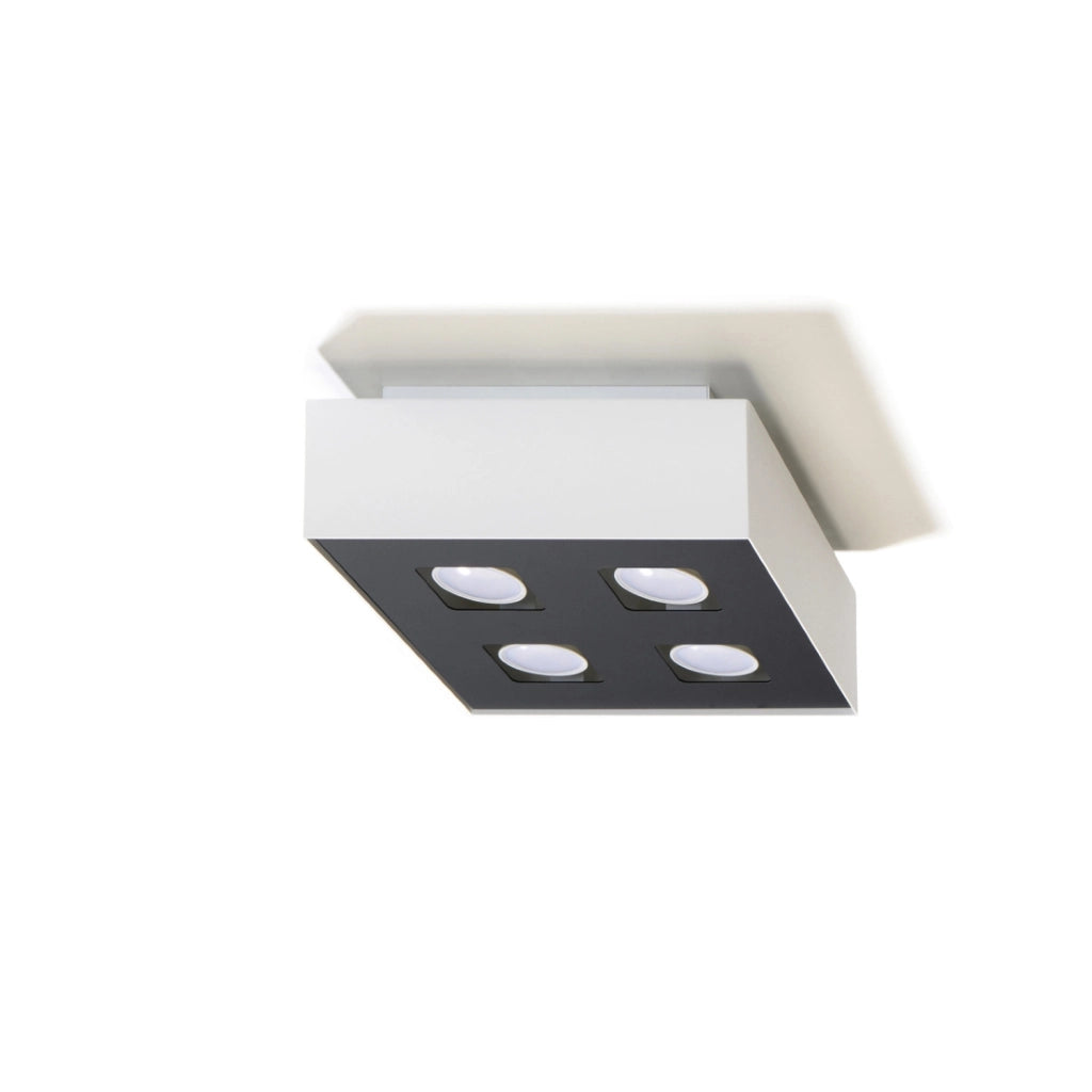 Plafoniera UNIKO 4 luci bianca/nera GU10 Pure Lume quadrata