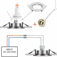 Kit incasso faretti led gu10 con portalampada e supporti tondi per interno