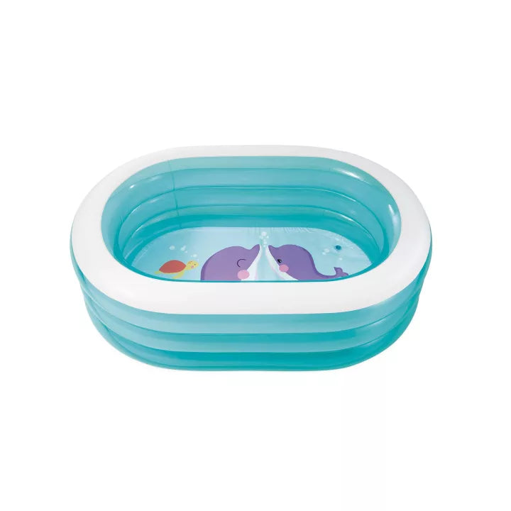 PISCINA OVALE BABY 4 ANELLI +3 ANNI  cm.163x107x46h.  peso kg.2,69 (57482)    INTEX
