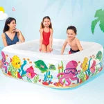 PISCINA GONFIABILE QUADRA  AQUARIUM  +3 ANNI  cm.159x159x50h.  peso kg.3,60 (57471)    INTEX