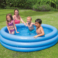 PISCINA GONFIABILE ROTONDA CRYSTAL BLU 3 ANELLI +2 ANNI  cm.168x38h.  peso kg.2,15 (58446)    INTEX