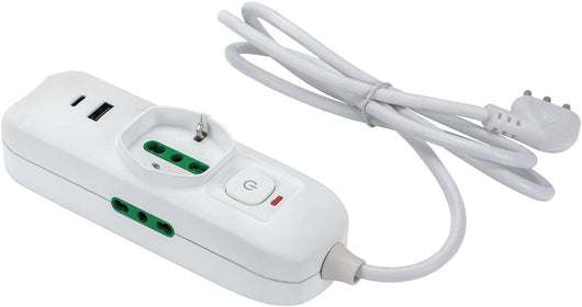 MULTIPRESA MINI 'TRIAX 2' mt. 1,5 - colore bianco  - FANTON