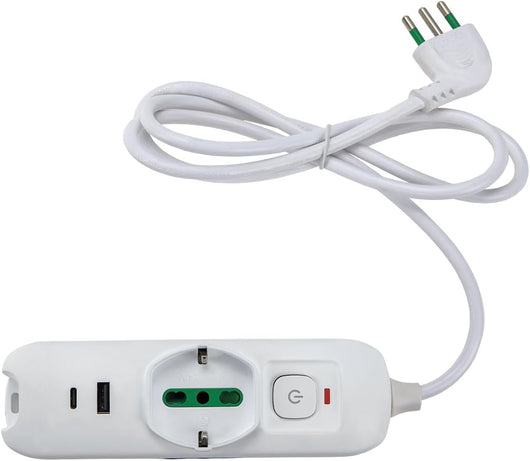 MULTIPRESA MINI 'TRIAX 2' mt. 1,5 - colore bianco  - FANTON