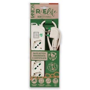 MULTIPRESA CON INTERRUTTORE 'OMEGA' mt. 3 - bianca  - FANTON