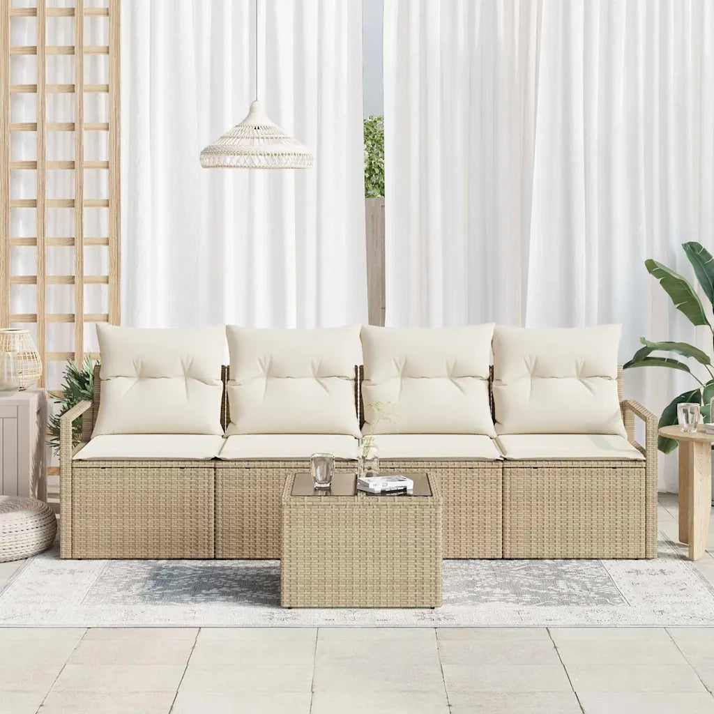 Set di divani 5 pcs Beige e Crema polyrattan