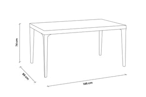 TAVOLO IN POLIPROPILENE SINGOLO 'KING' cm 146x86x h.74 - grafite  - BICA