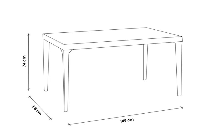 TAVOLO IN POLIPROPILENE SINGOLO 'KING' cm 146x86x h.74 - grafite  - BICA