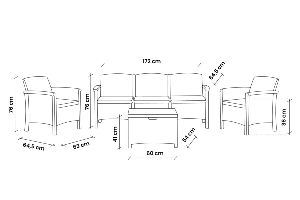 SET DA GIARDINO POLIPROPILENE 'VENEZIA III' marrone  - BICA