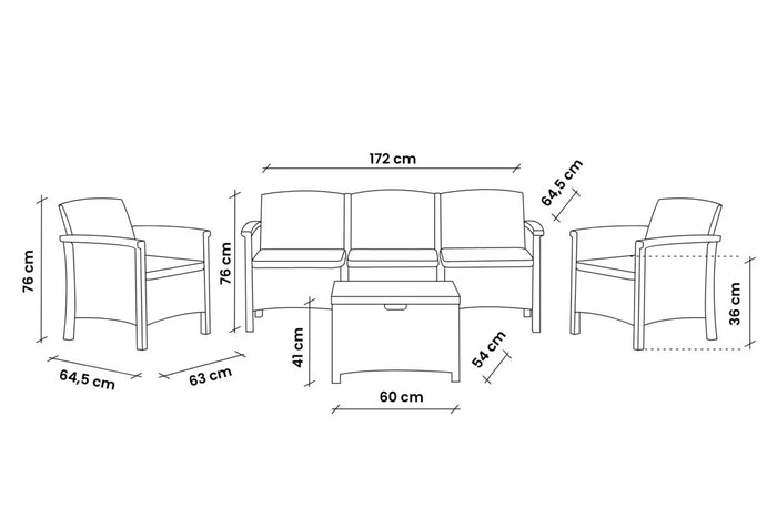 SET DA GIARDINO POLIPROPILENE 'VENEZIA III' marrone  - BICA