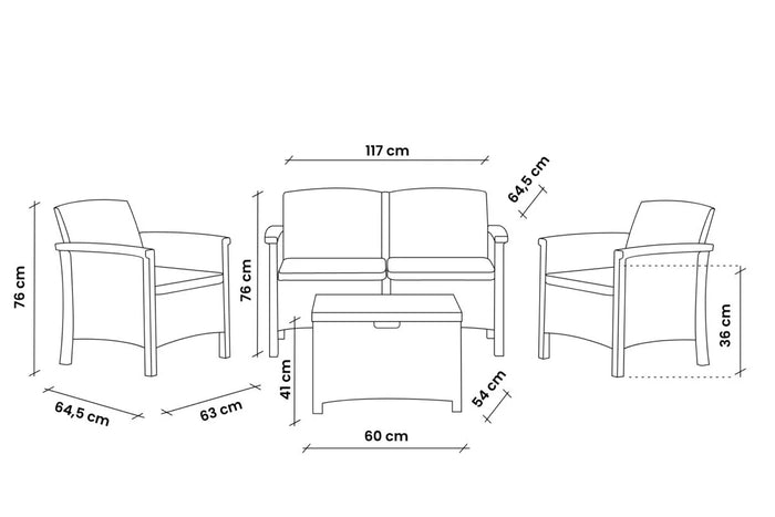SET DA GIARDINO POLIPROPILENE 'VENEZIA II' marrone  - BICA