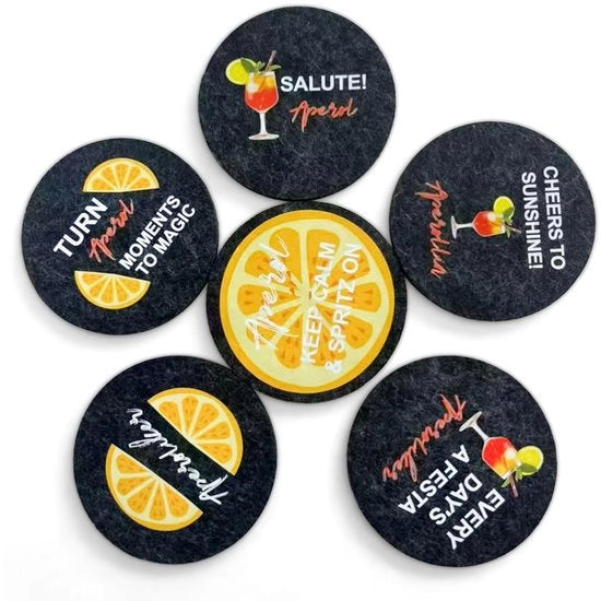 6 pezzi di supporti per bicchieri in velluto con frasi Aperol supporti per bicchieri in velluto supporti per bicchieri antiscivolo termoresistente per bicchieri tazze barbeque bevande