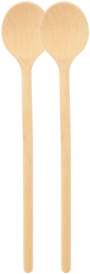 2 x Cucchiai in legno rotondi da cottura, 30 cm, per cucinare e cuocere