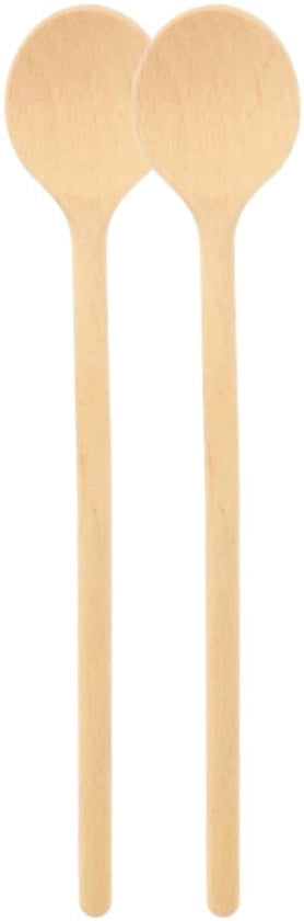 2 x Cucchiai in legno rotondi da cottura, 30 cm, per cucinare e cuocere