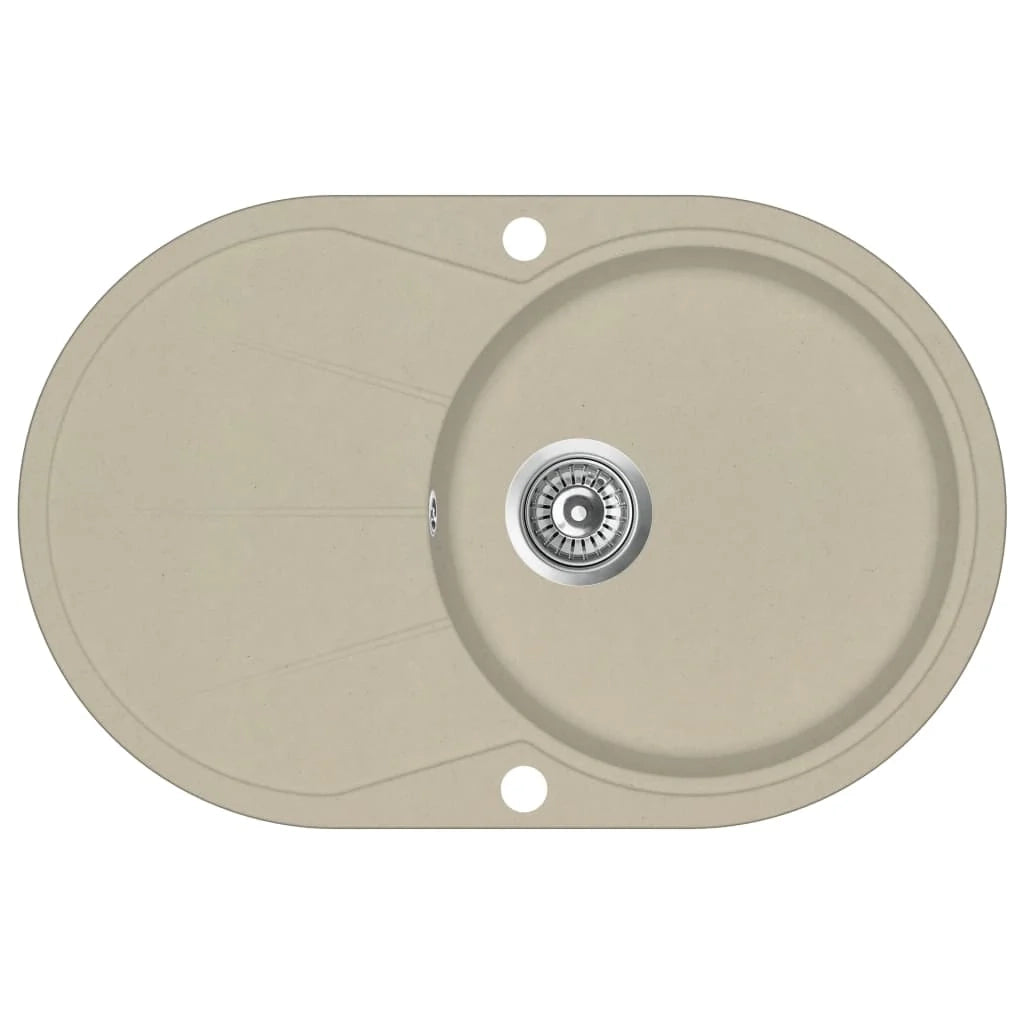 Lavello da cucina in granito vasca ovale singola beige 02_0002351
