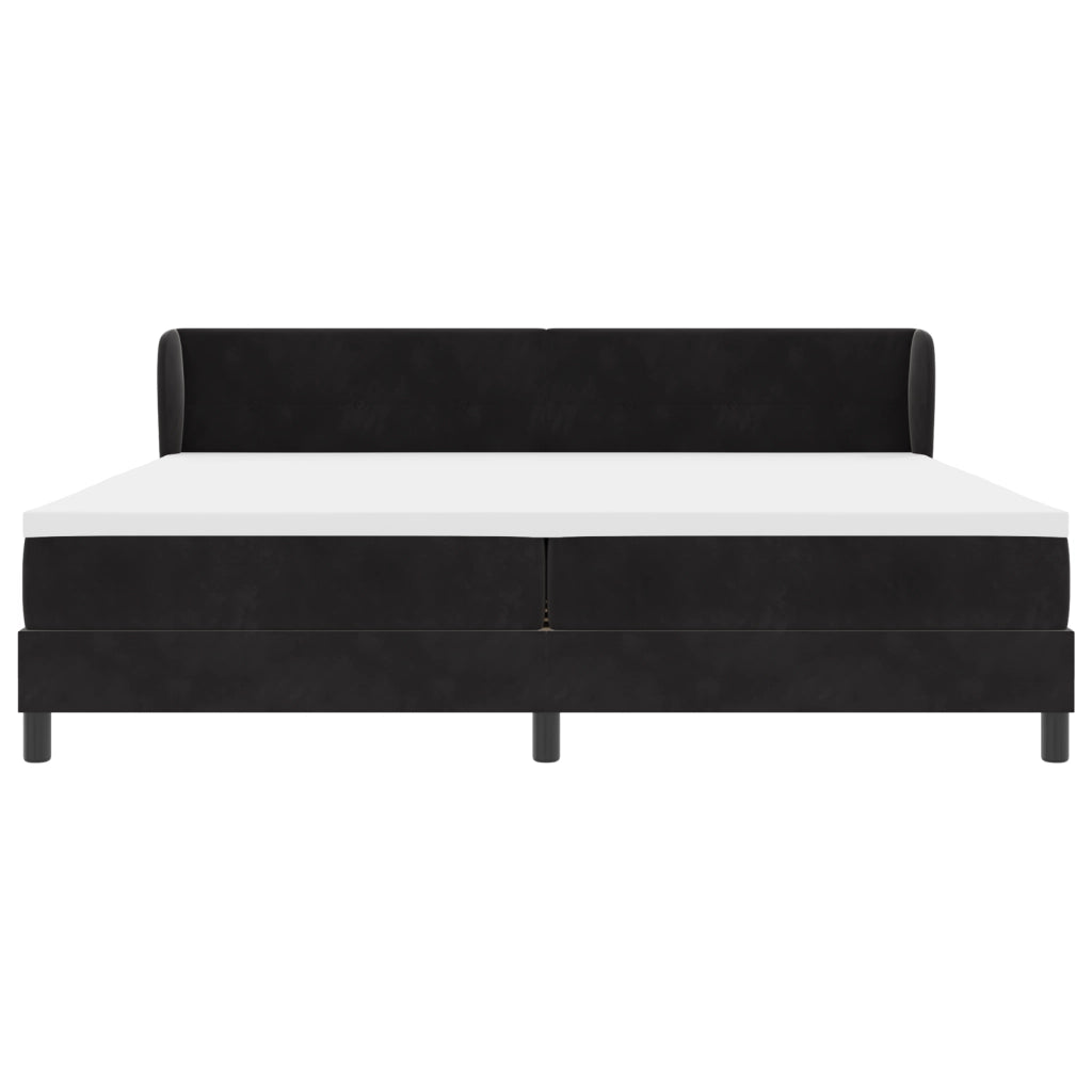 Letto Box Spring con Materasso Nero 200x200 cm Velluto