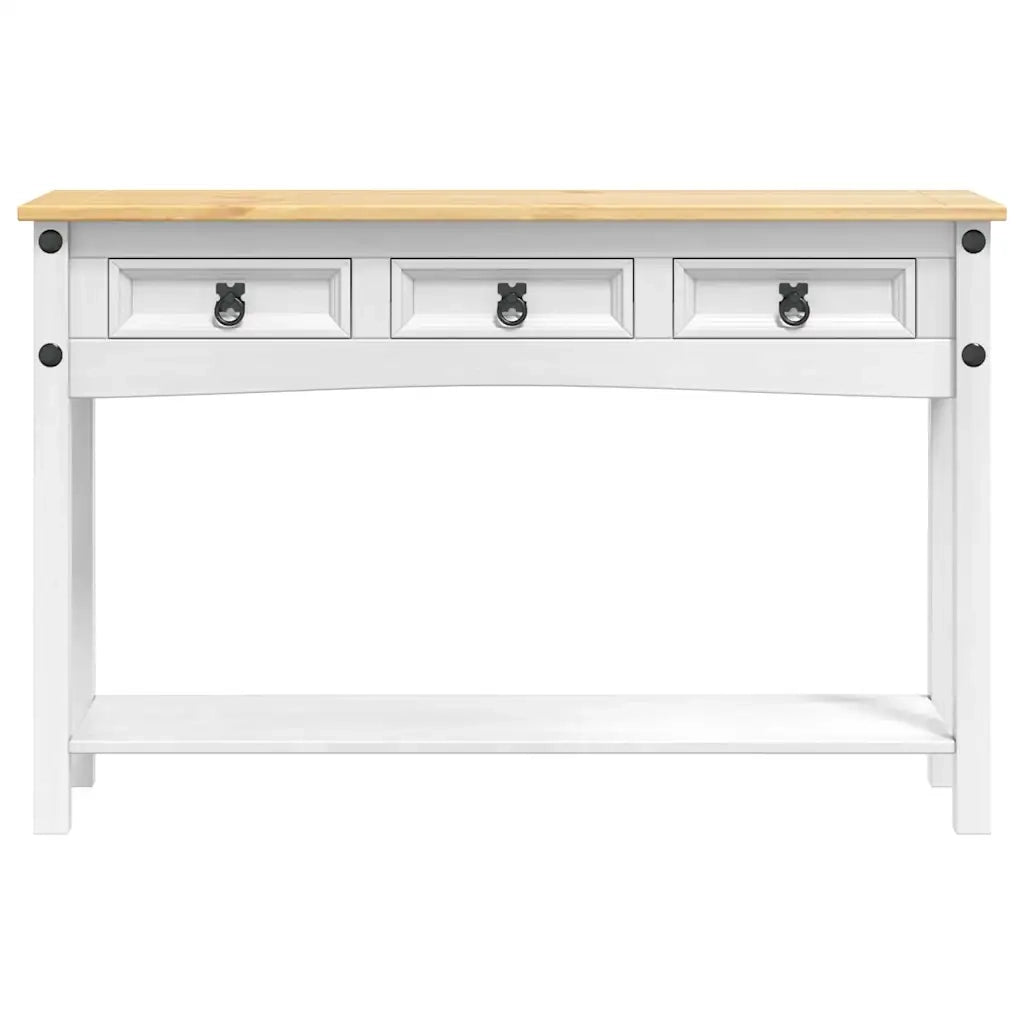 Tavolino | Tavolo laterale Corona Bianco 114 x 34,5 x 73 cm Pino massello