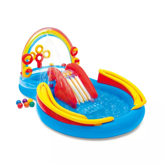 PISCINA GONFIABILE OVALE GIOCO ACQUA SCIVOLO  +2 ANNI  cm.297x193x135h.  peso kg.7,80 (57453)    INTEX