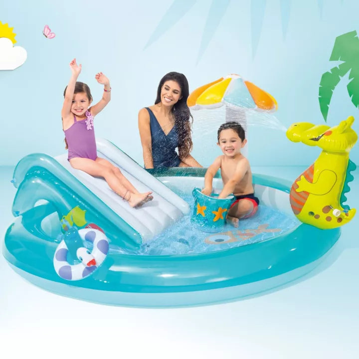 PISCINA GONFIABILE GATOR PLAY CENTER   +2 ANNI  cm.201x170x84h.  peso kg.3,9 (57165)    INTEX
