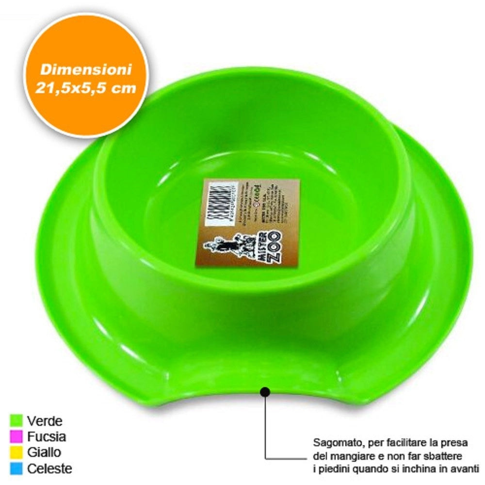 Trade Shop - Ciotola Scodella Per Animali Cani Gatti Sagomata In Plastica 21,5 Cm Vari Colori -