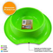 Trade Shop - Ciotola Scodella Per Animali Cani Gatti Sagomata In Plastica 21,5 Cm Vari Colori -