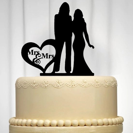 Decorazione per Torta di Matrimonio - Nero Acrilico - 18 x 26 cm - Decorazione Romantica per Torta di Matrimonio