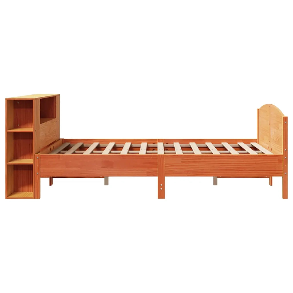 vidaXL Letto Libreria senza Materasso Marrone Cera 140x200 cm in Pino