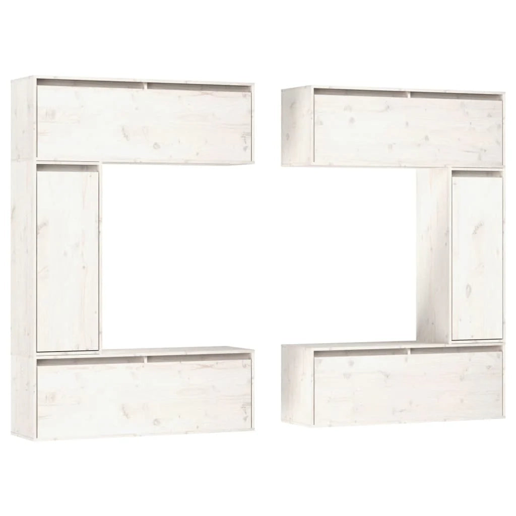 Mobile TV multimediale scaffale TV porta TV sala da pranzo soggiorno camera da letto 6 pezzi legno massello di pino bianco 02_0028791
