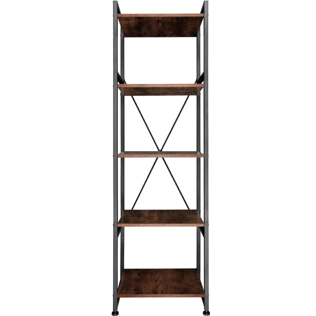 Libreria grande in stile industriale/vintage con 5 ripiani 151,5 cm marrone 08_0000575