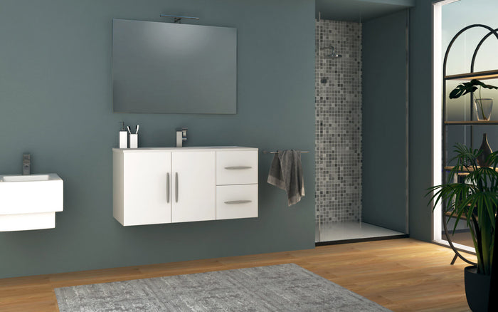 Mobile Bagno Sospeso 100 cm Lavabo e Specchio Tavassi Venere Bianco Lucido