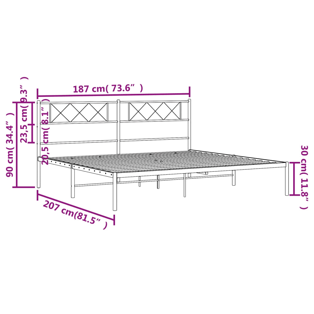 Giroletto con Testiera-Struttura Letto con testiera in Metallo Nero 180x200 cm 503460