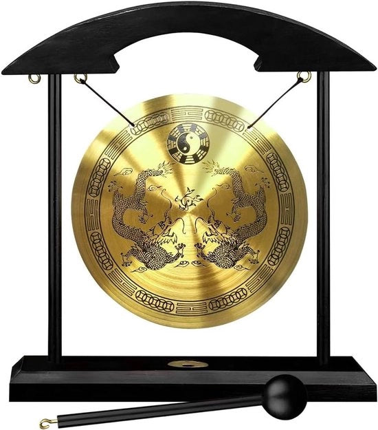 Decorazione per Ventilatore con Due Draghi in Ottone per Feng Shui - Portafortuna per la Mobilia