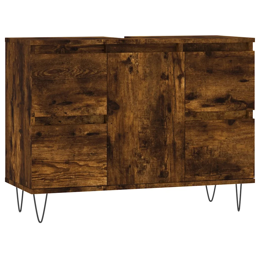 Armadietto Bagno Rovere Fumo 80x33x60 cm in Legno Multistratocod mxl 104905