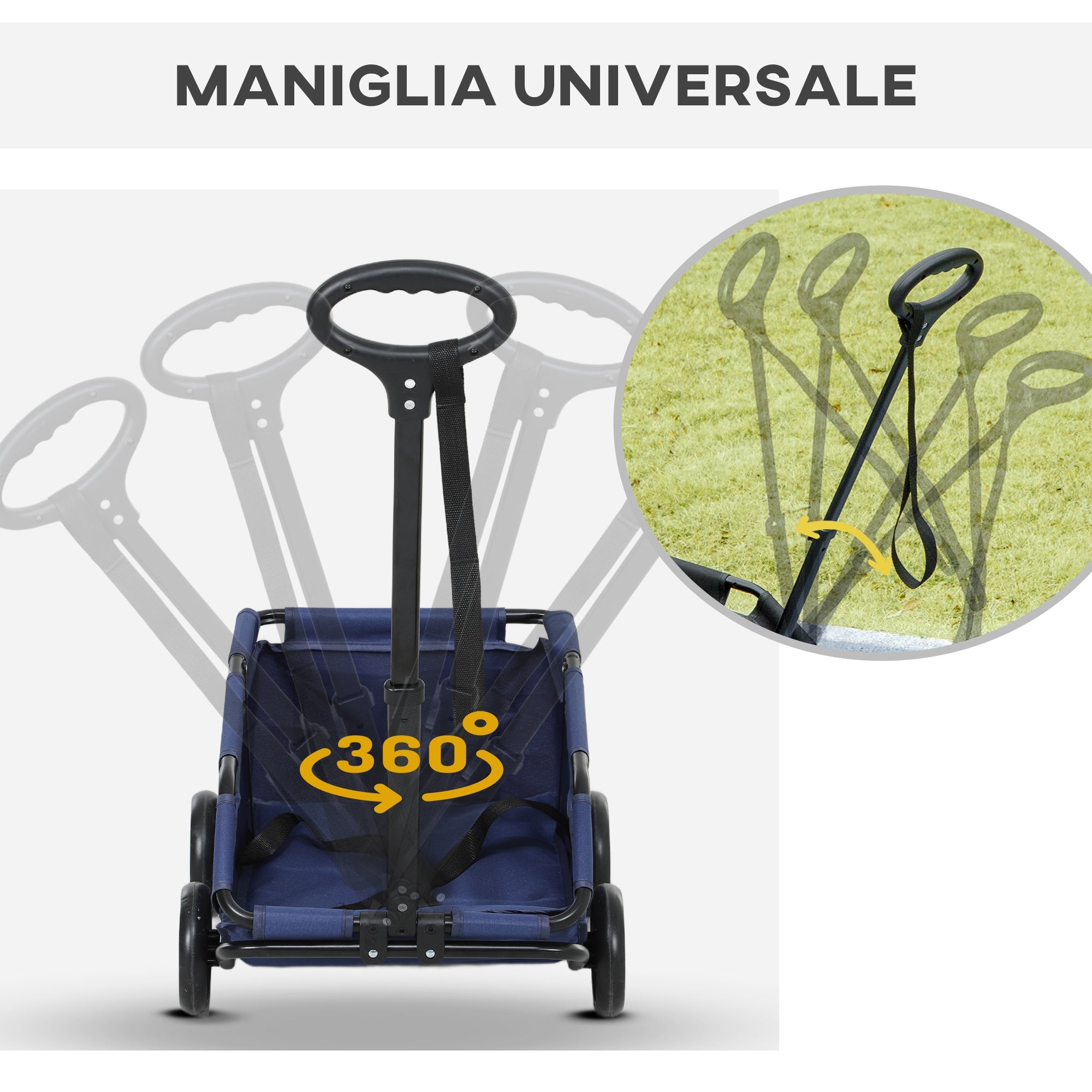 Carrello per Cani Pieghevole 53x45x28 cm per >Cani Taglia Mini Blu Scuro