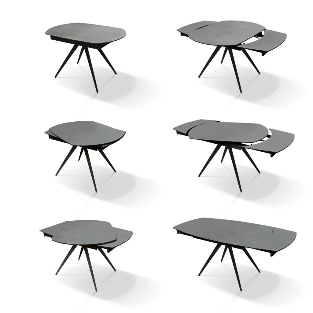 Mobili 2g - tavolo moderno allungabile piano ceramica grigio grafite 120x90x78