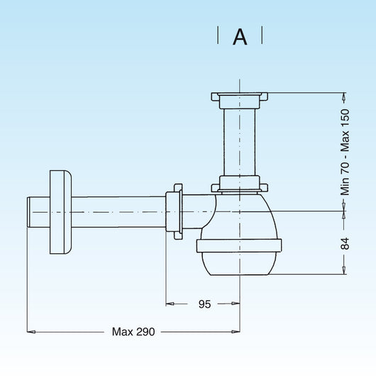 SIFONE 1 VIA SENZA PILETTA PER LAVELLO IN ACCIAIO/CERAMICA 11/2ø40   LIRA SPA
